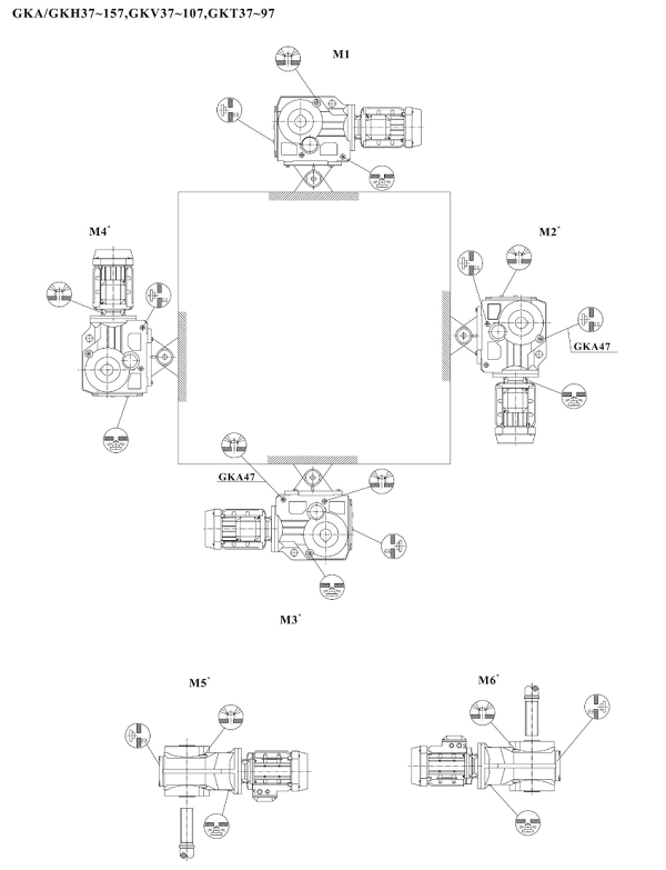 KA KH KV KT減速機安裝方位圖